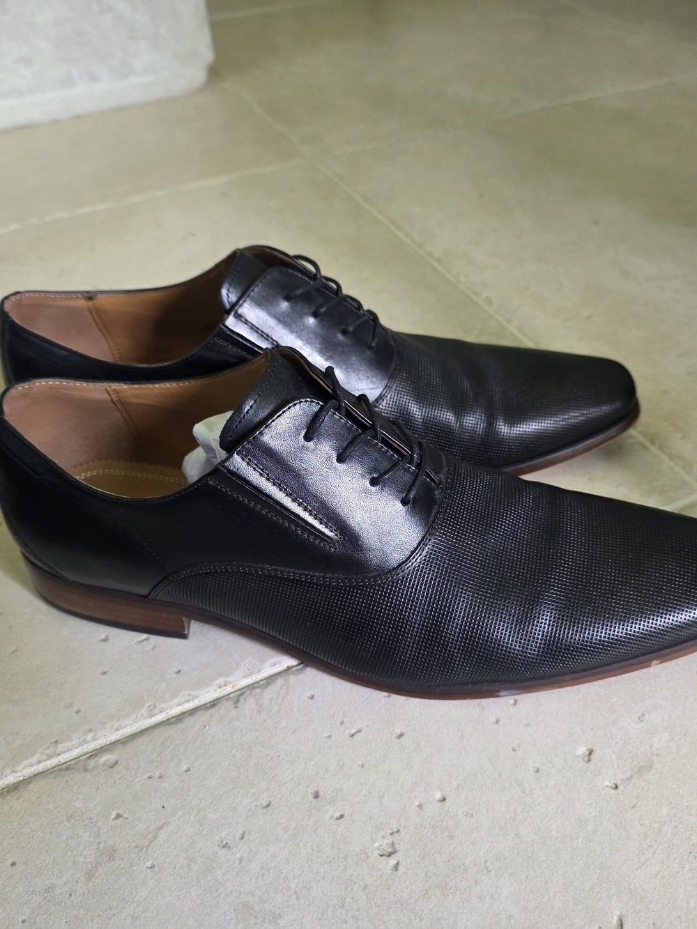 Aldo Black Men's Textured Leather Derby Oxfords
